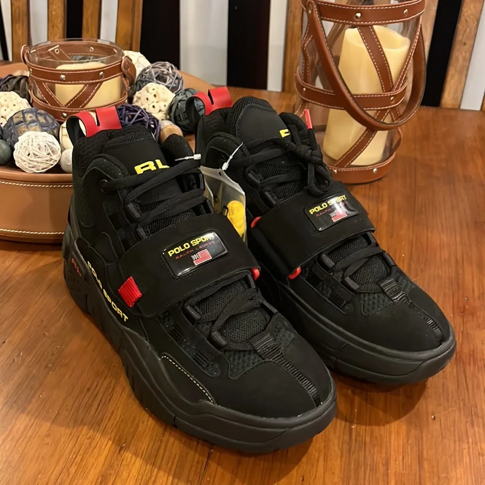 Polo Sport Ralph Lauren PS100 SK HTL shoes sneakers new nubuck black Men Size 9